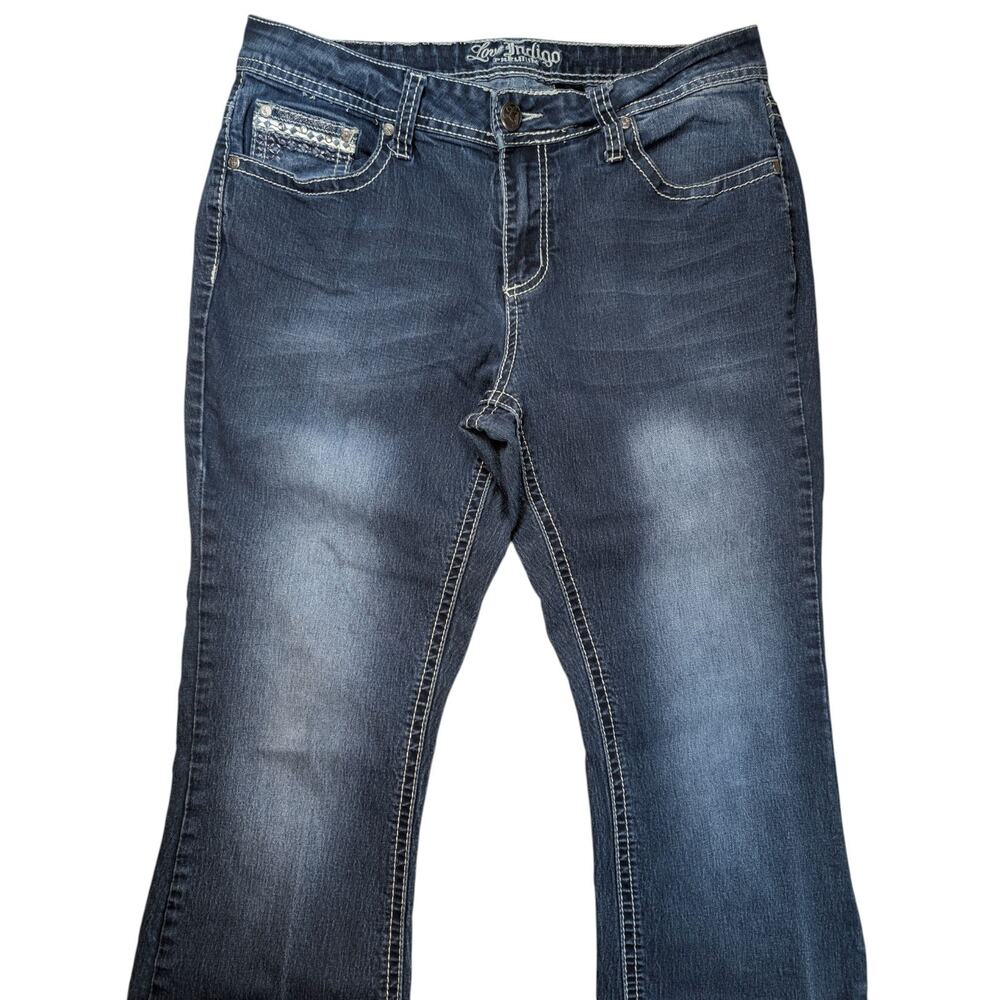 Love Indigo Premium Women's Size 12 Blue Denim Jeans Bootcut Grunge Y2K - Picture 3 of 7